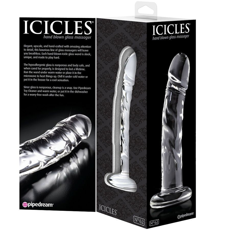 Dildo in Vetro Punto G/P Icicles N.62 — Curvo, Venoso