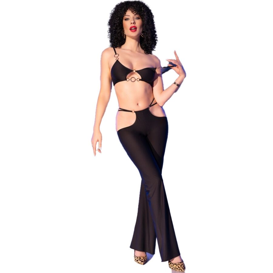 Lingerie Sexy Set Top e Leggings Chilirose CR4851 — Nero/Oro