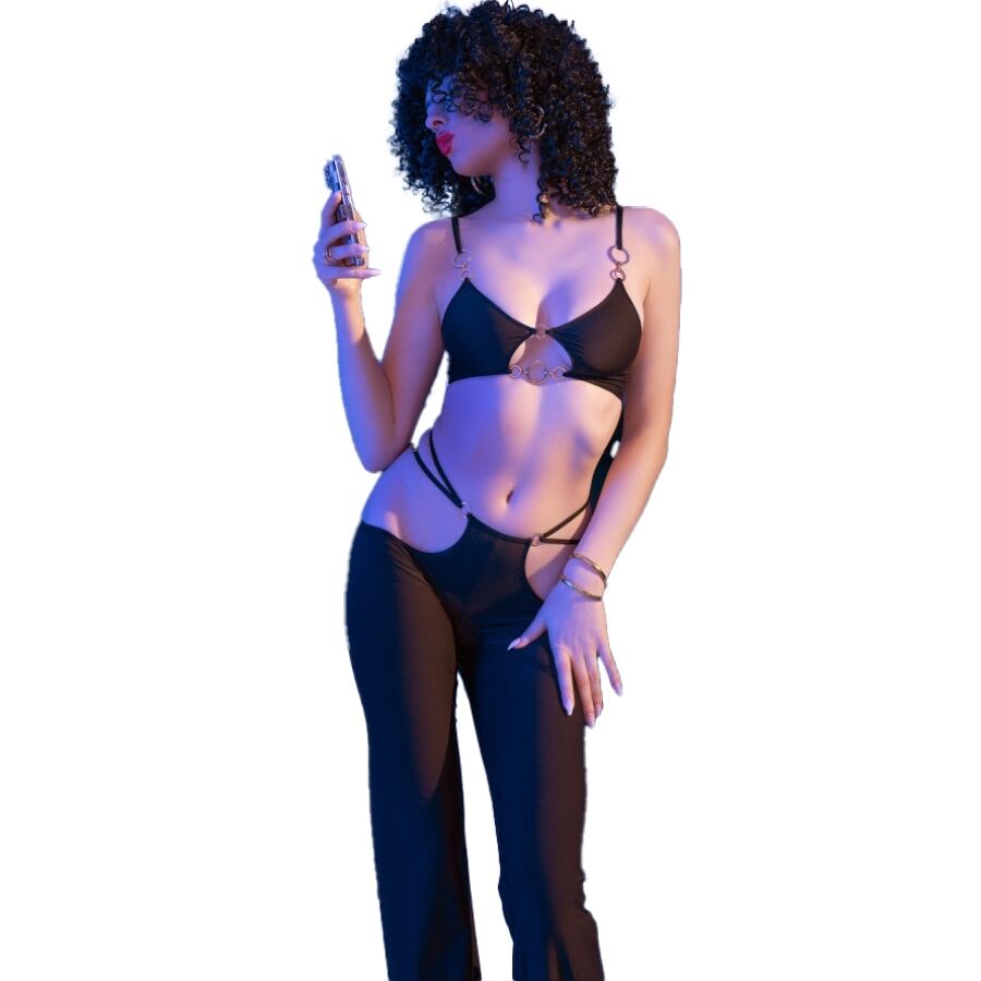 Lingerie Sexy Chilirose CR4851 — Top e Leggings con Dettagli Dorati