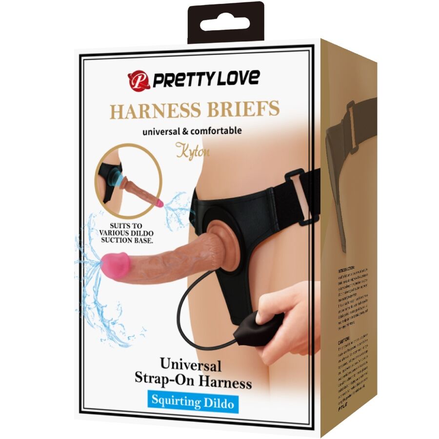 Imbracatura con Dildo Squirting Pretty Love Kyton — TPR 19 cm