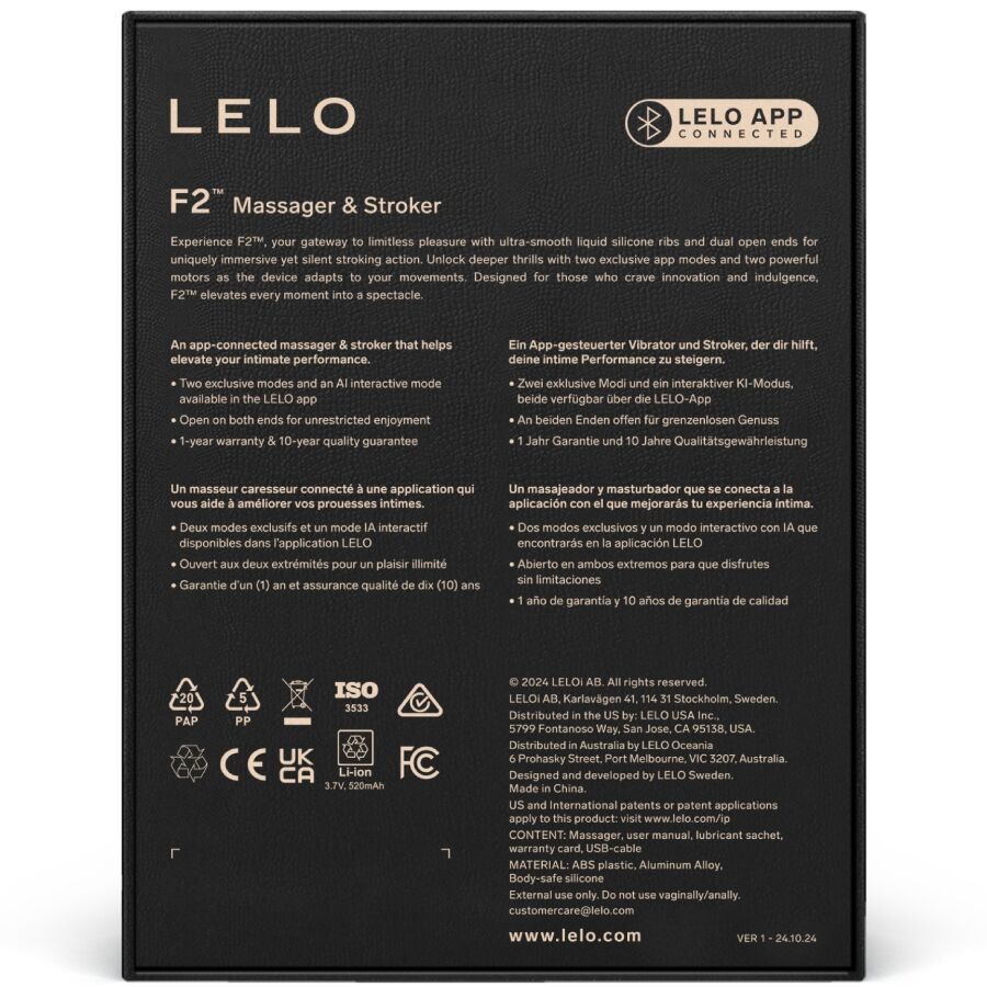 Masturbatore Maschile con App LELO F2S — Silicone Liquido