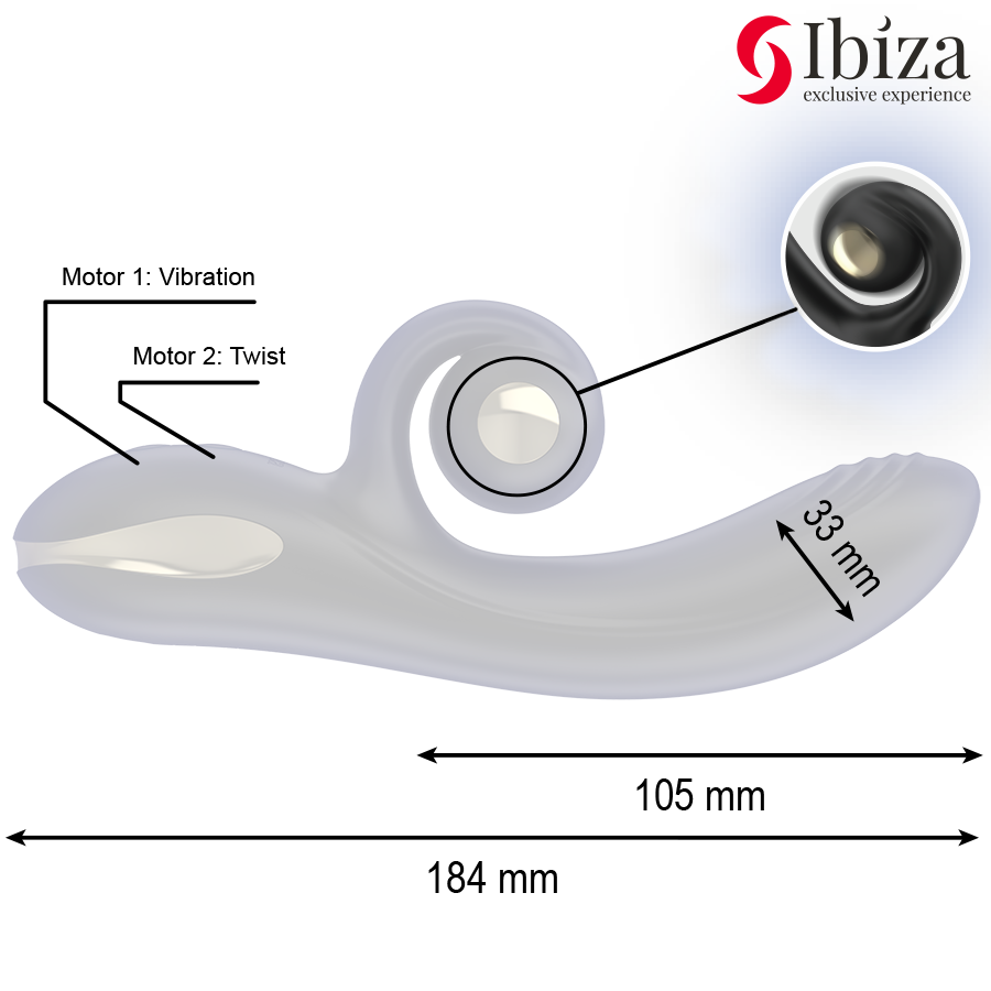 Vibratore Rabbit Rotante Ibiza Twister — Doppio Motore