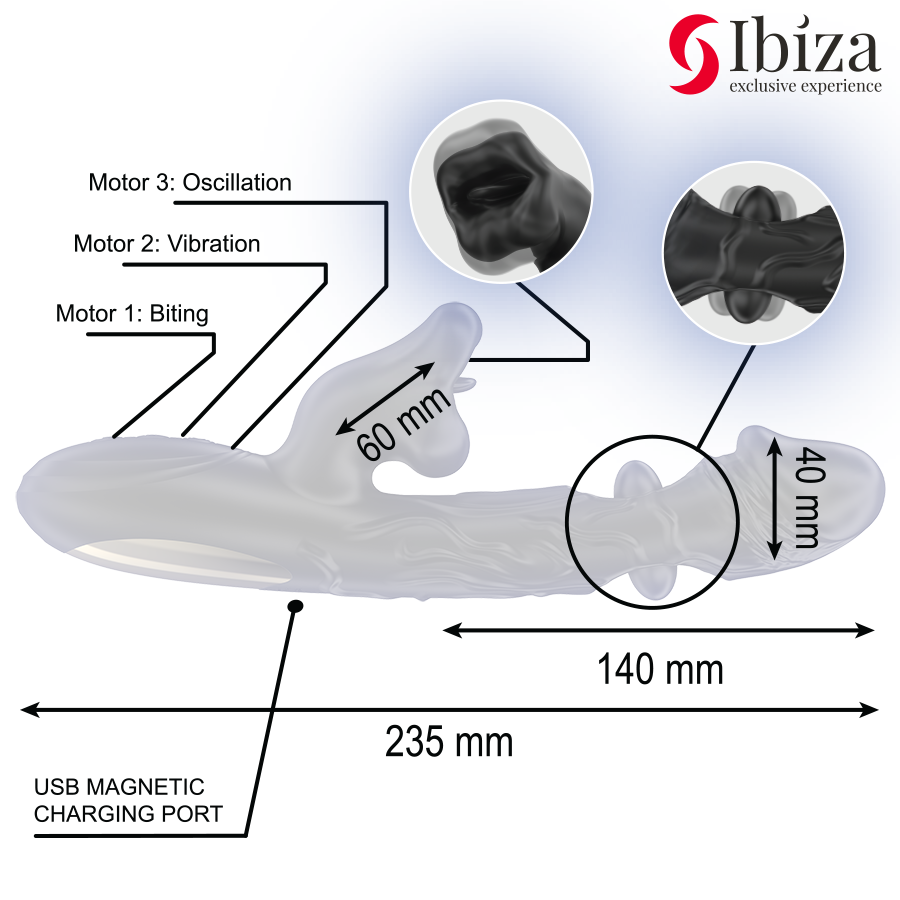 Vibratore Rabbit con Rotazione Ibiza — 3 Motori, Effetto Morso