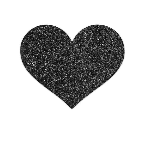 Copricapezzoli Adesivi Glitterati Bijoux Indiscrets Flash — Cuore Nero
