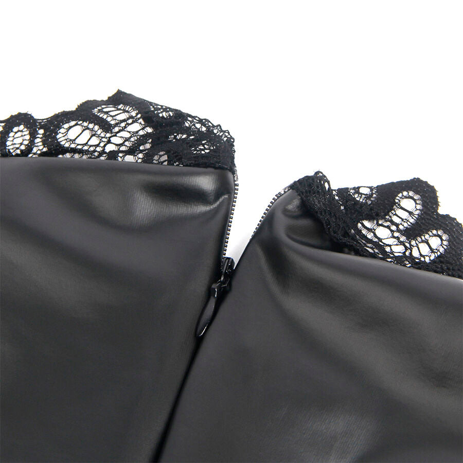Abito Erotico in Ecopelle con Pizzo Subblime — Nero, S/M