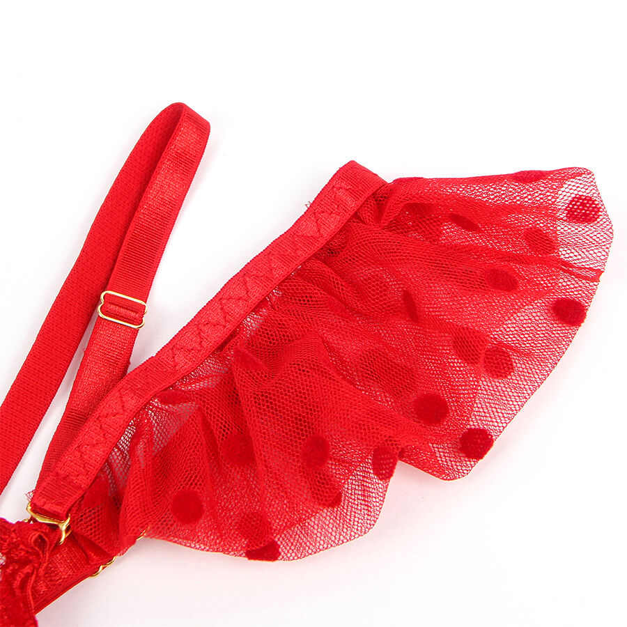 Reggiseno e Giarrettiera in Pizzo Subblime — Rosso, S/M