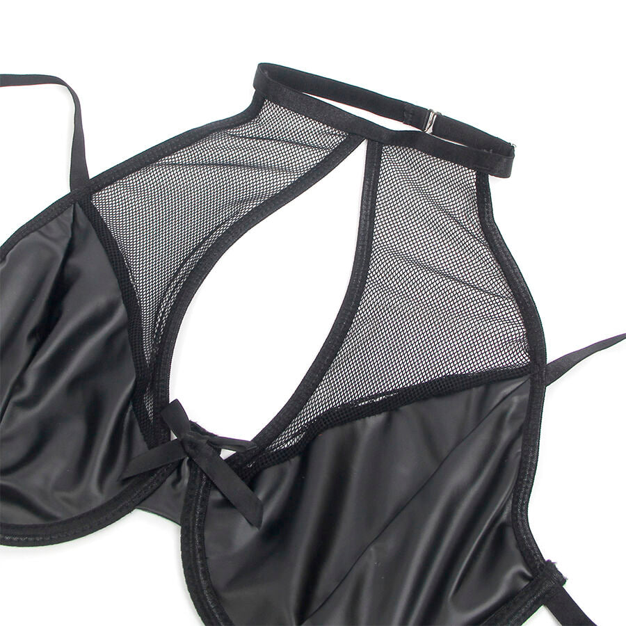 Lingerie Sexy Set Reggiseno e Gonna Subblime — Ecopelle Nero