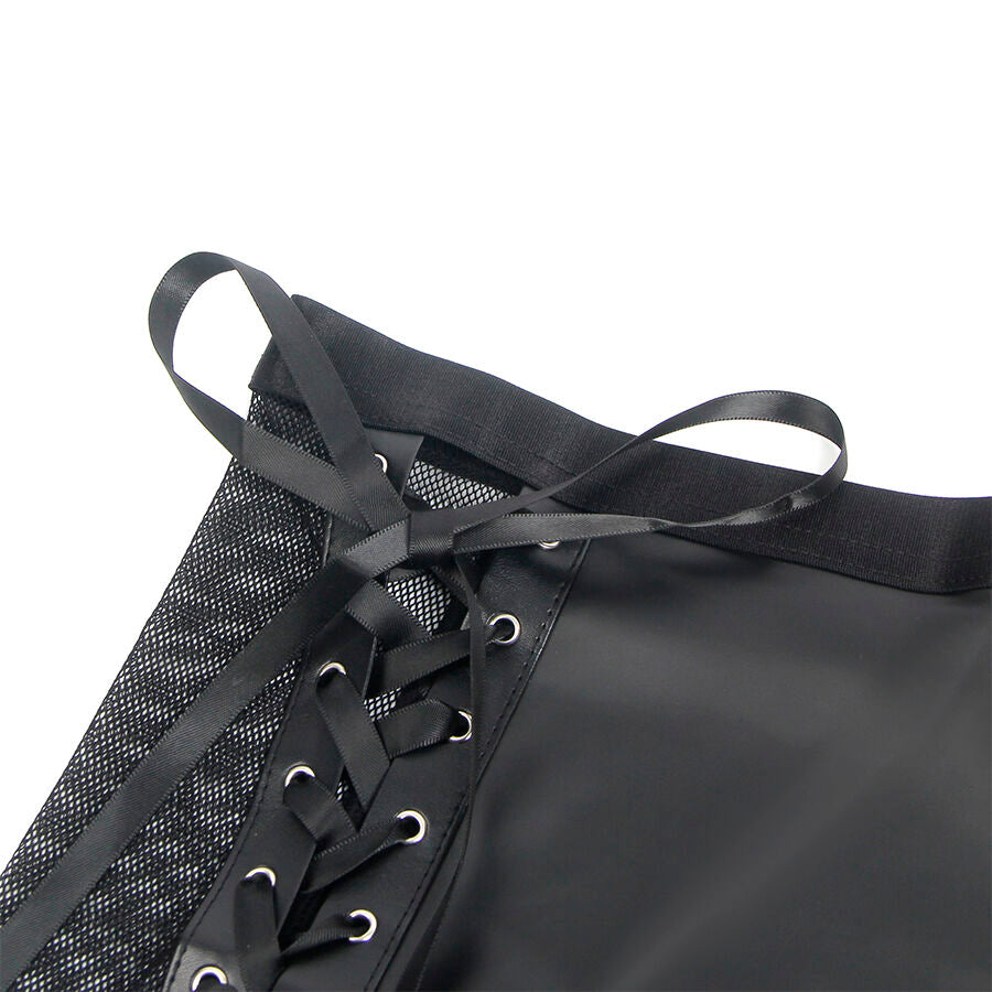 Lingerie Sexy Set Reggiseno e Gonna Subblime — Ecopelle Nero