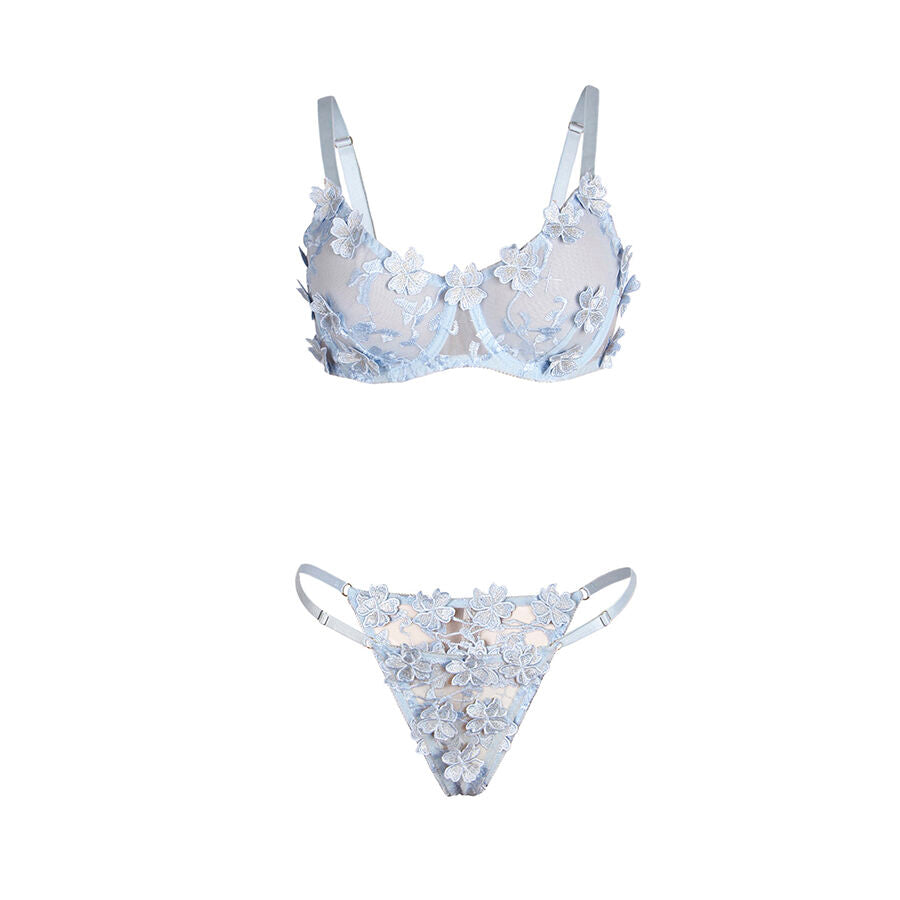 Lingerie Sexy Ricamata a Fiori Subblime — Set Reggiseno e Slip S/M