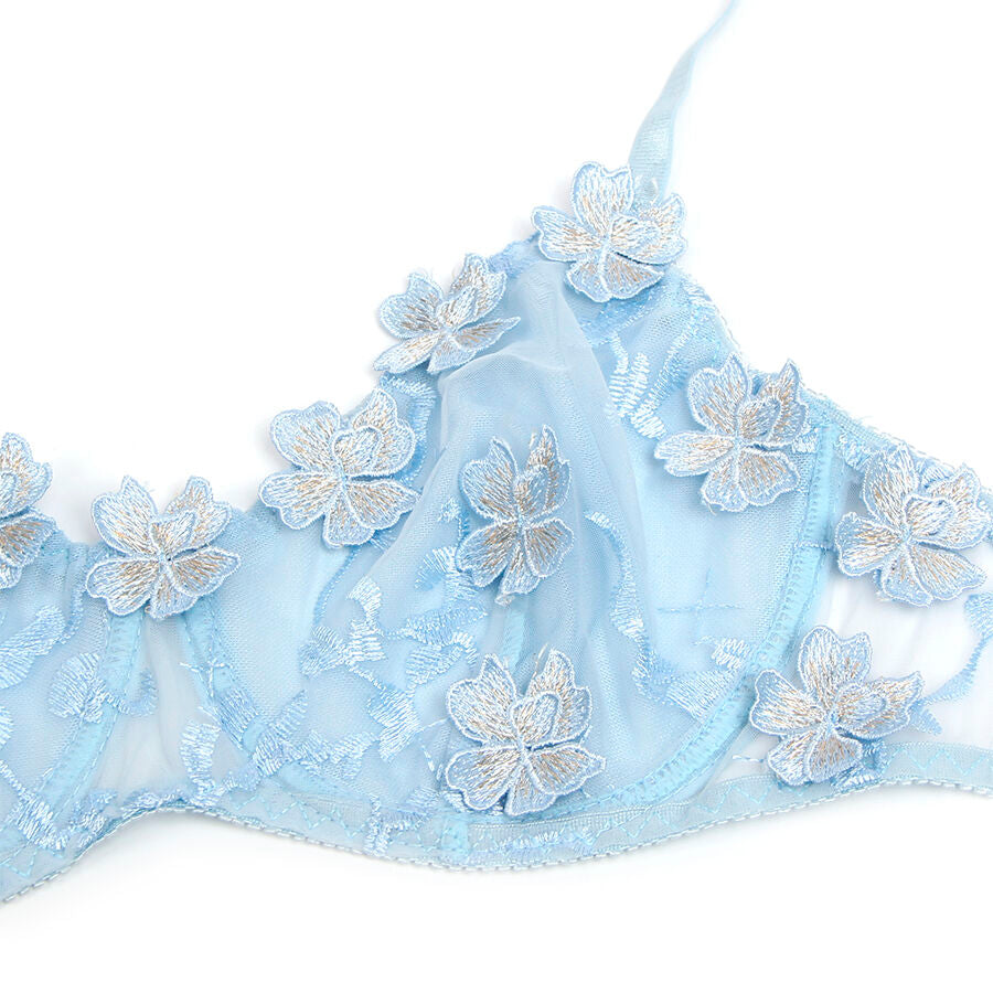 Lingerie Sexy in Pizzo Ricamato Subblime — Azzurro, L/XL