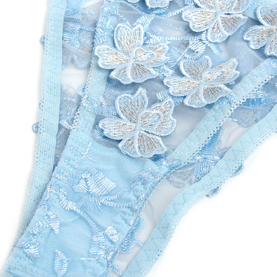 Lingerie Sexy in Pizzo Ricamato Subblime — Azzurro, L/XL