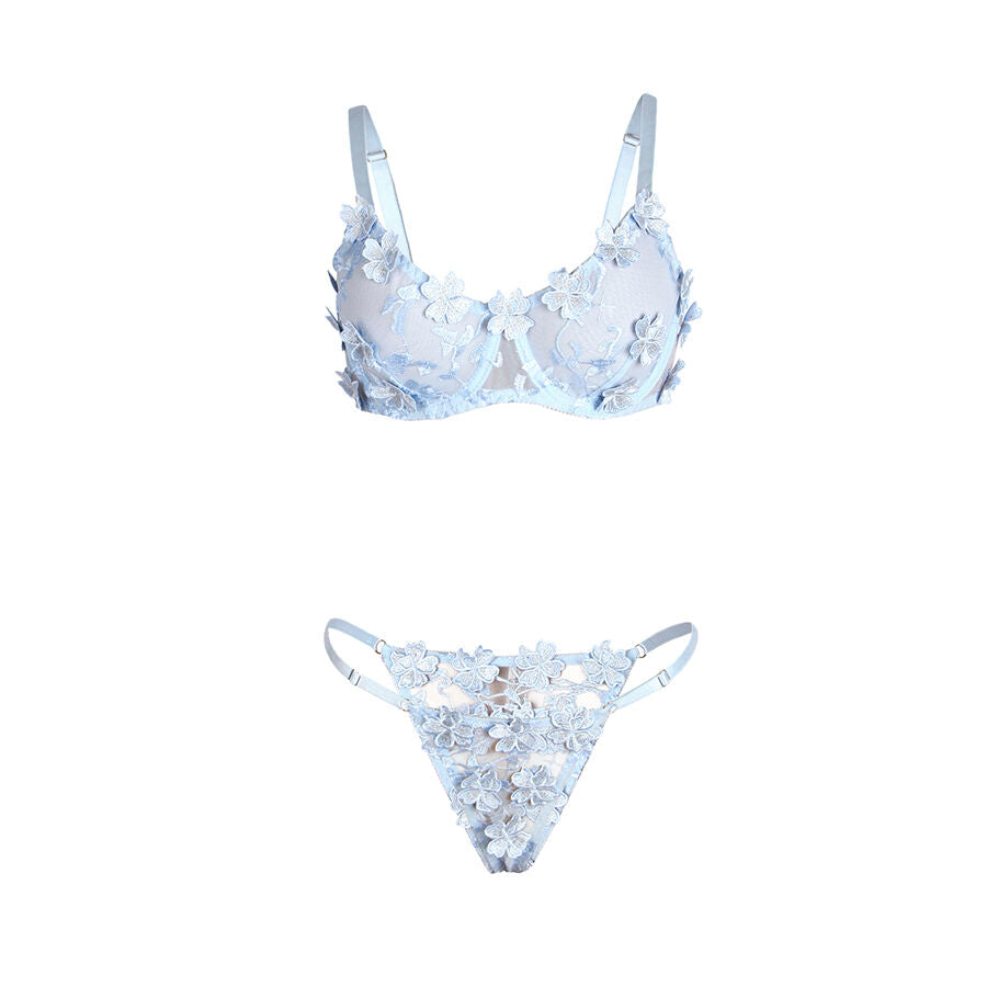 Lingerie Sexy in Pizzo Ricamato Subblime — Azzurro, L/XL