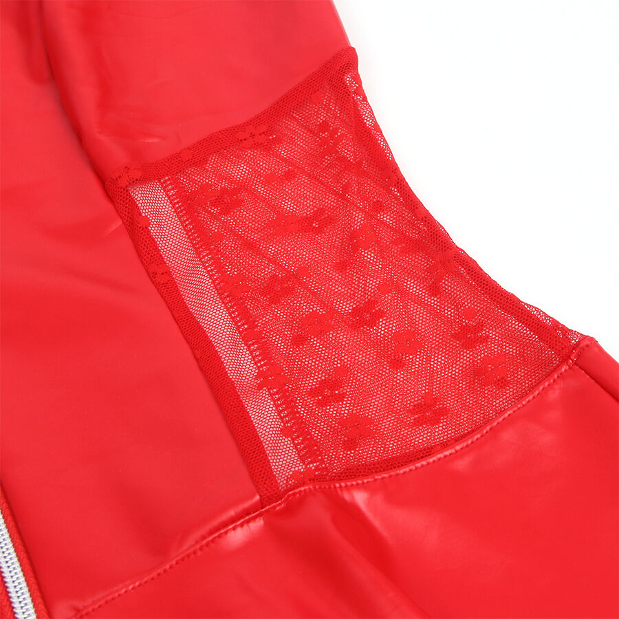 Lingerie Sexy con Reggicalze Subblime — Faux Leather, Rosso L/XL