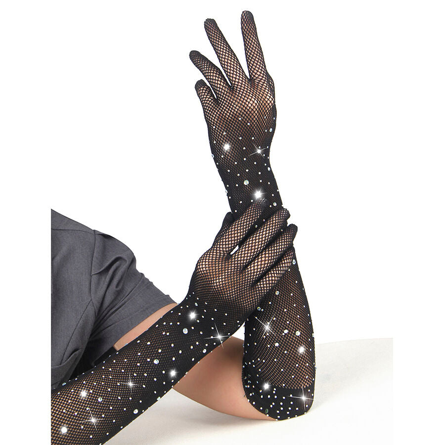 Guanti Glitterati con Diamanti Subblime — Nylon, S/M