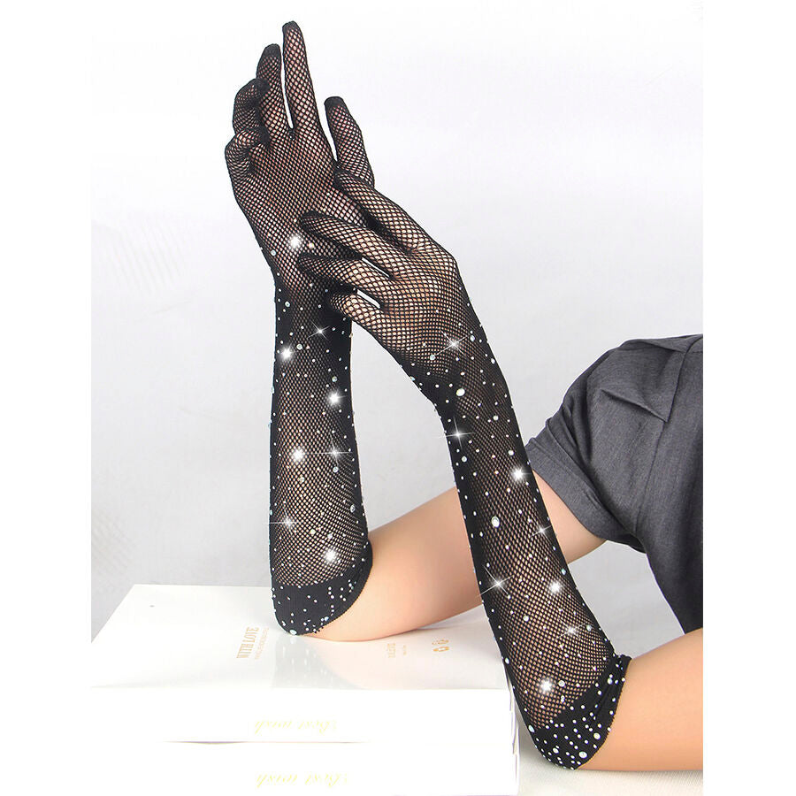 Guanti Glitterati con Diamanti Subblime — Nylon, S/M