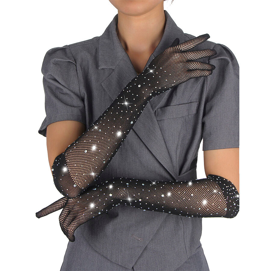 Guanti Glitterati con Diamanti Subblime — Nylon, S/M