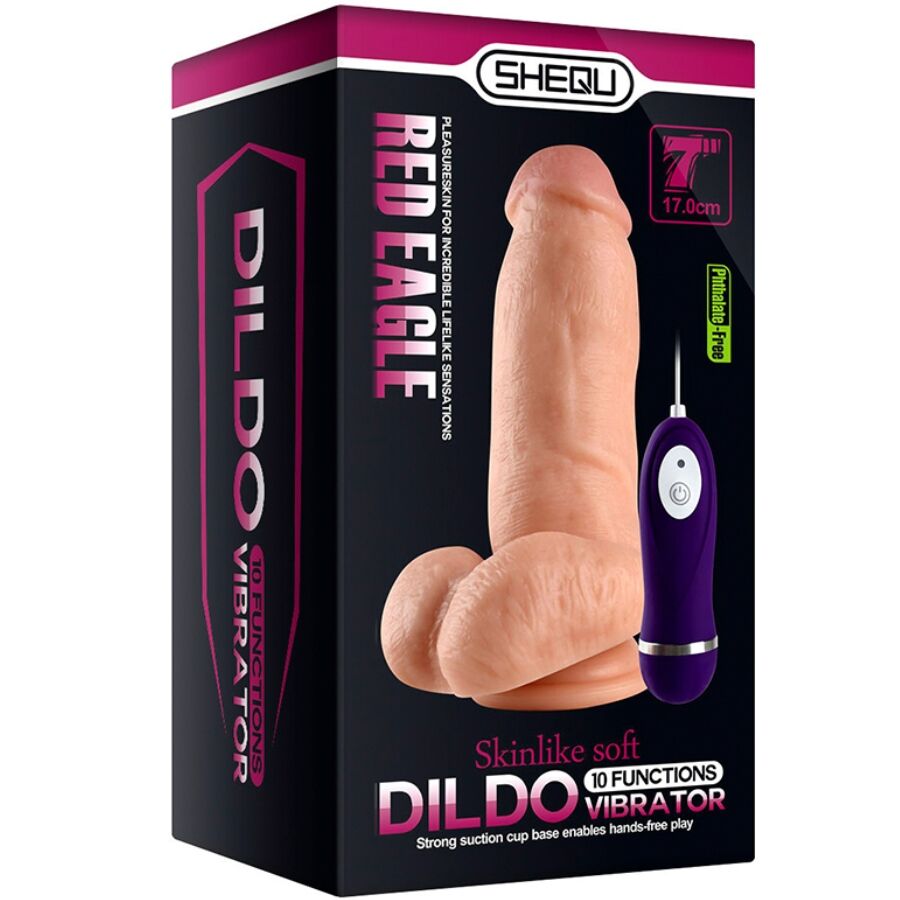 Dildo Vibrante con Telecomando Shequ Aquila Rossa — 17 cm