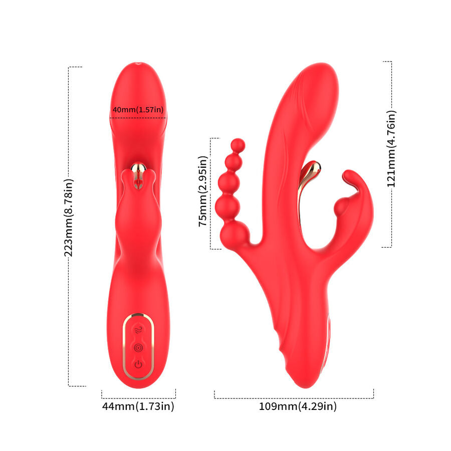 Vibratore Rabbit Punto G e Clitoride Armony — Silicone, Rosso