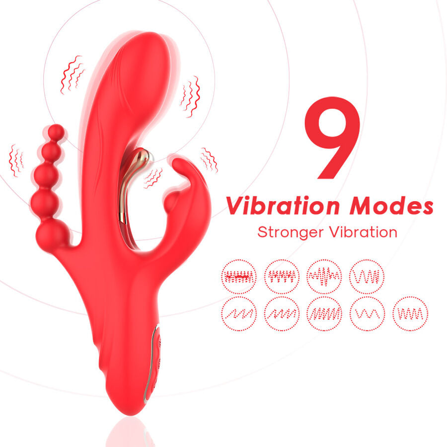 Vibratore Rabbit Punto G e Clitoride Armony — Silicone, Rosso