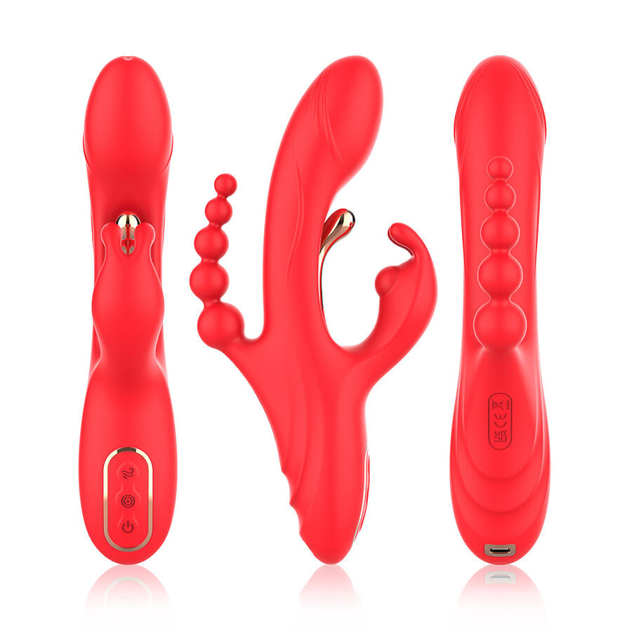 Vibratore Rabbit Punto G e Clitoride Armony — Silicone, Rosso