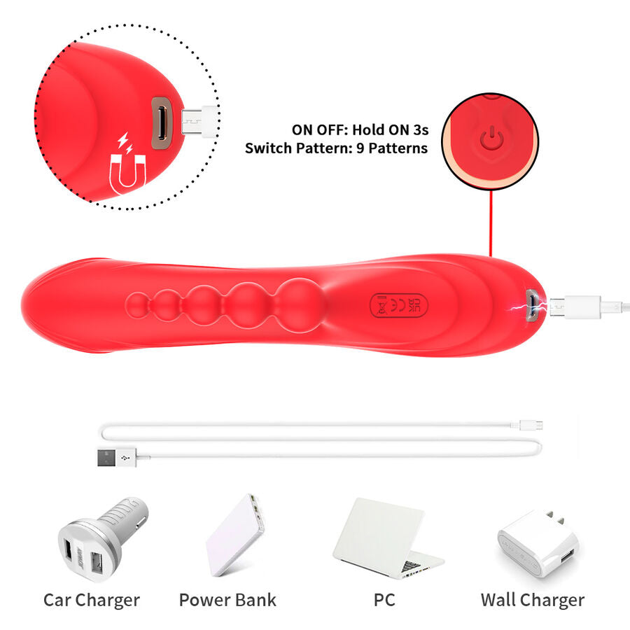 Vibratore Rabbit Punto G e Clitoride Armony — Silicone, Rosso
