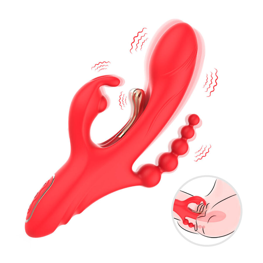 Vibratore Rabbit Punto G e Clitoride Armony — Silicone, Rosso