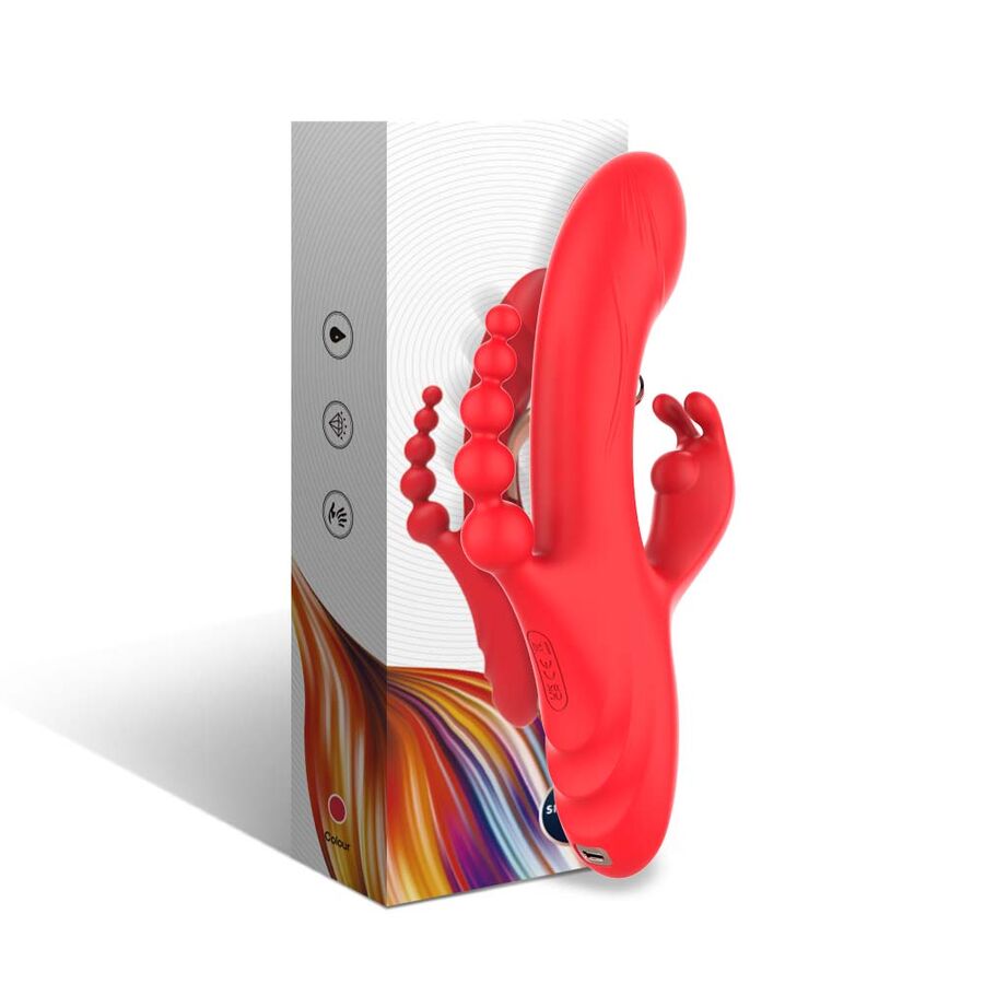 Vibratore Rabbit Punto G e Clitoride Armony — Silicone, Rosso