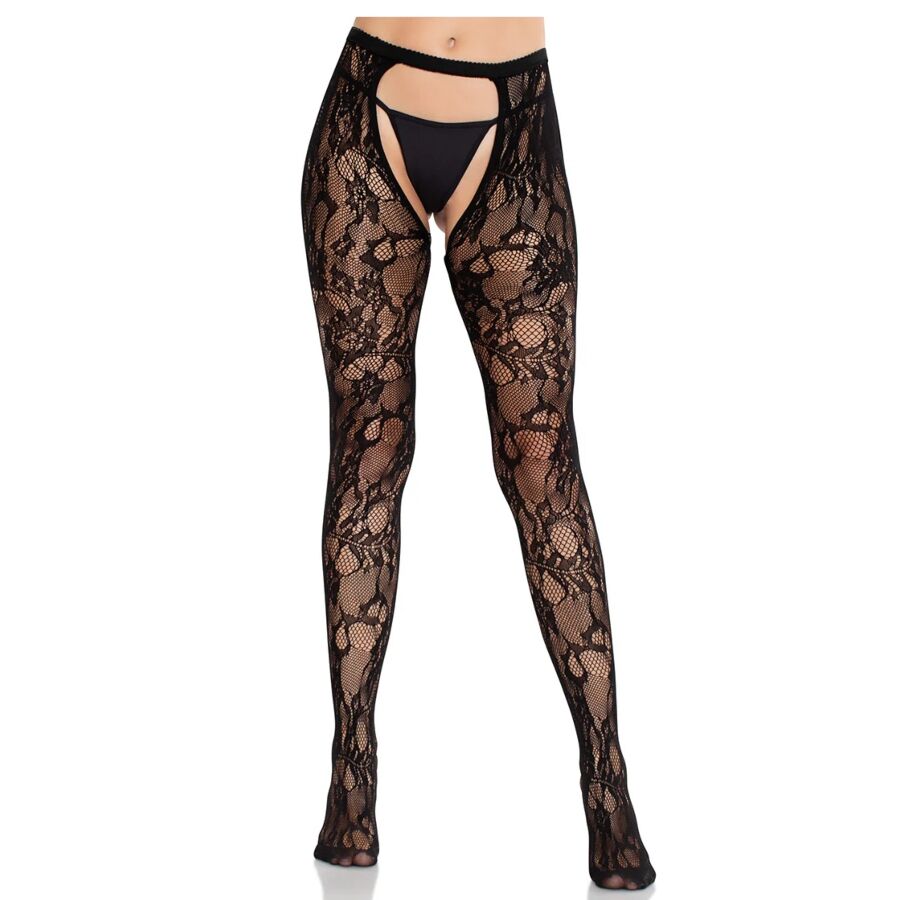 Calze in Pizzo Floreale Leg Avenue — Rosa, Schiena Aperta
