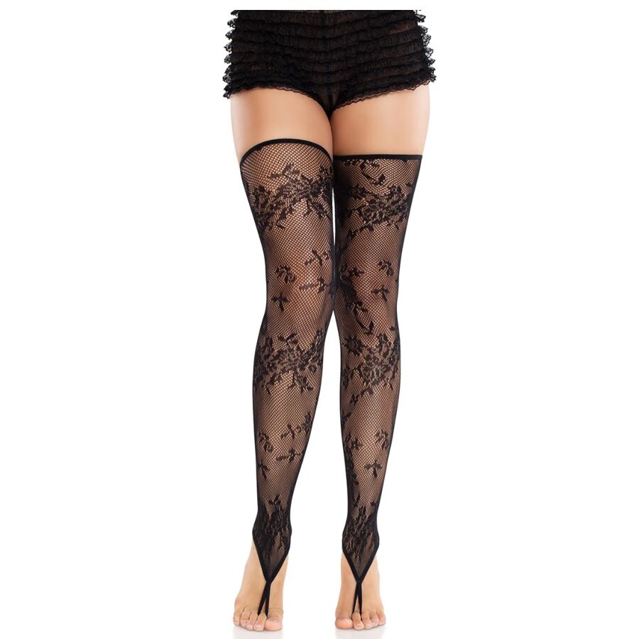 Collant a Rete Floreale Senza Piede Leg Avenue — Nero