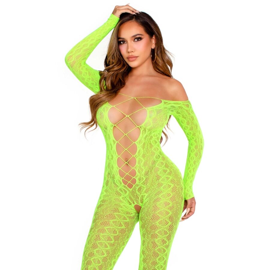 Bodystocking Senza Cavallo Leg Avenue Exotic Snake — Verde