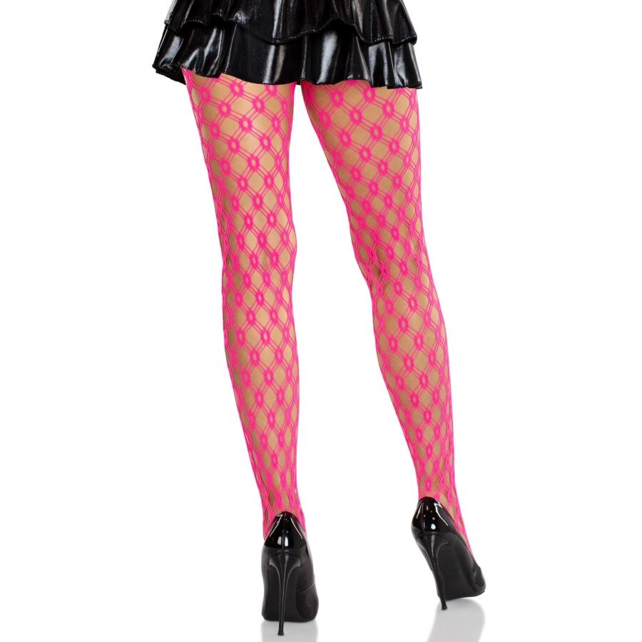 Collant a Rete con Occhielli Leg Avenue — Rosa Neon