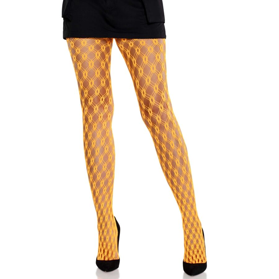 Collant a Rete con Occhielli Leg Avenue — Neon Arancione