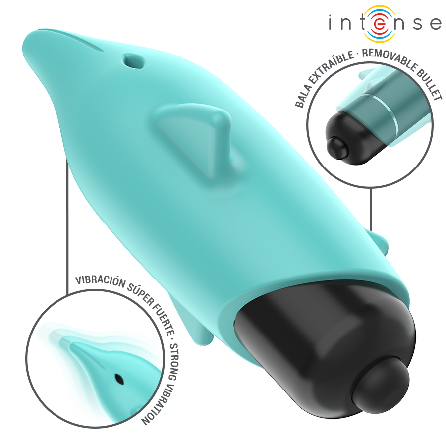 Uovo Vibrante Clitoride Intense Echo Delfino — Silicone, Blu