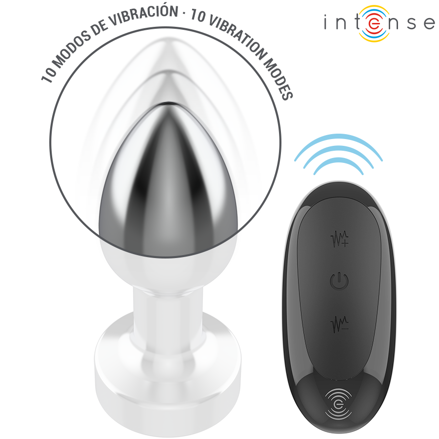 Plug Anale Vibrante con Telecomando Intense — Metallo, Taglia S