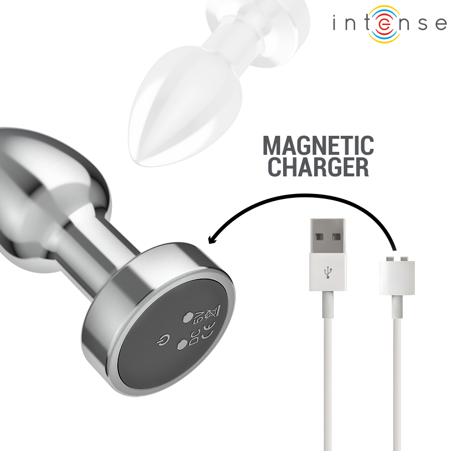 Plug Anale Vibrante con Telecomando Intense — Metallo, Taglia S