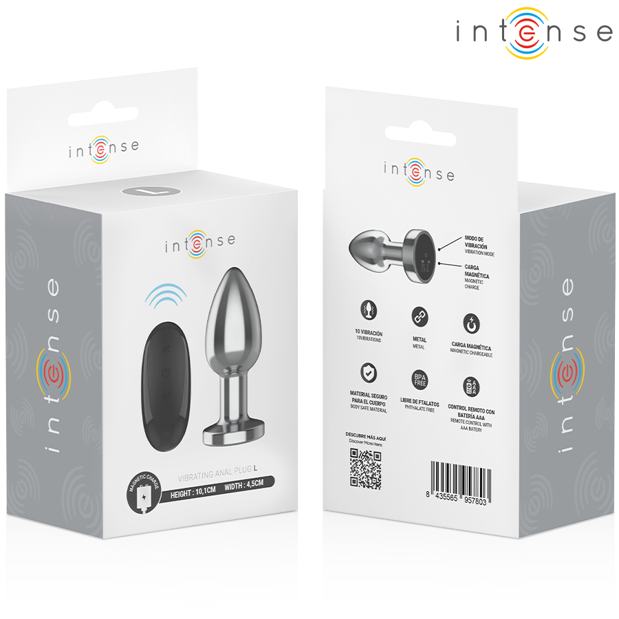 Plug Anale Vibrante in Metallo Intense — 10 Modalità, Taglia L