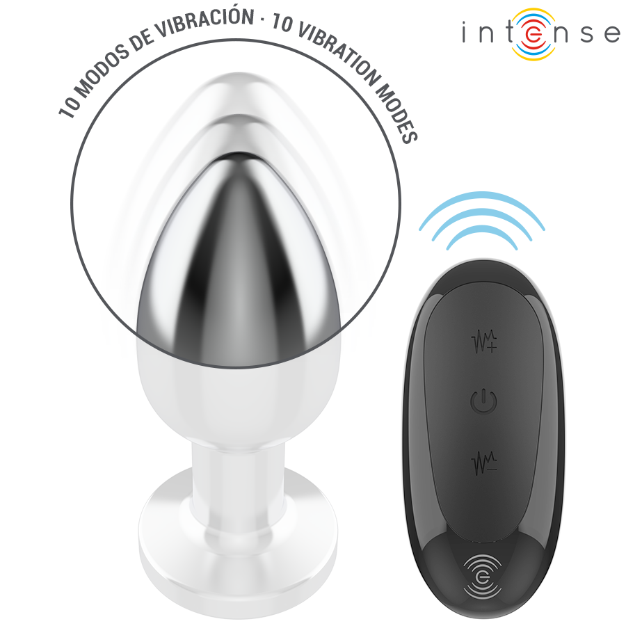 Plug Anale Vibrante in Metallo Intense — 10 Modalità, Taglia L
