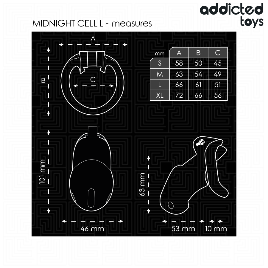 Gabbia di Castità Addicted Toys Locked Mindnight Cell — Taglia L