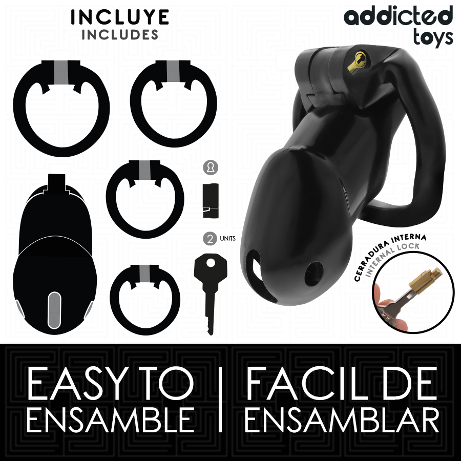 Gabbia di Castità Addicted Toys Locked Mindnight Cell — Taglia L