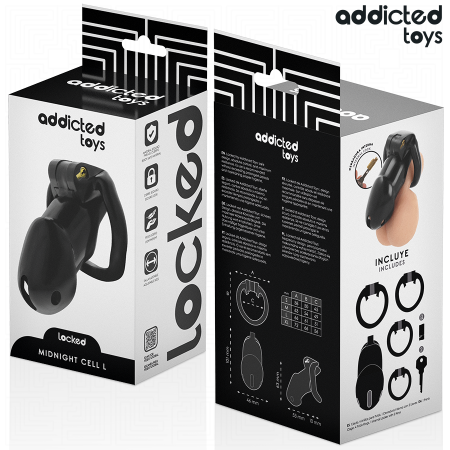 Gabbia di Castità Addicted Toys Locked Mindnight Cell — Taglia L