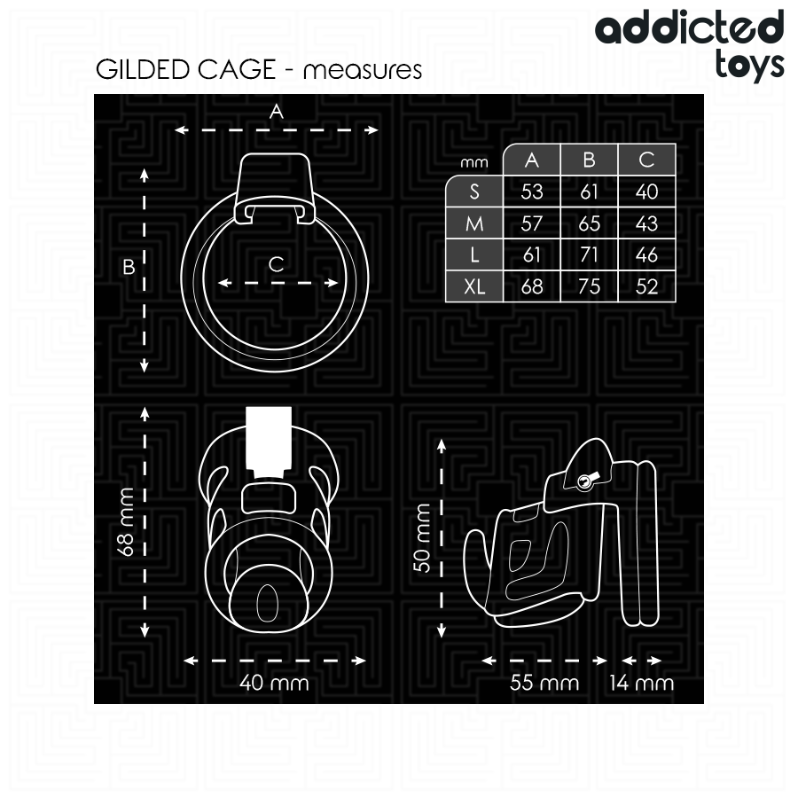 Gabbia di Castità in Metallo Addicted Toys Gilden Cage — taglia M