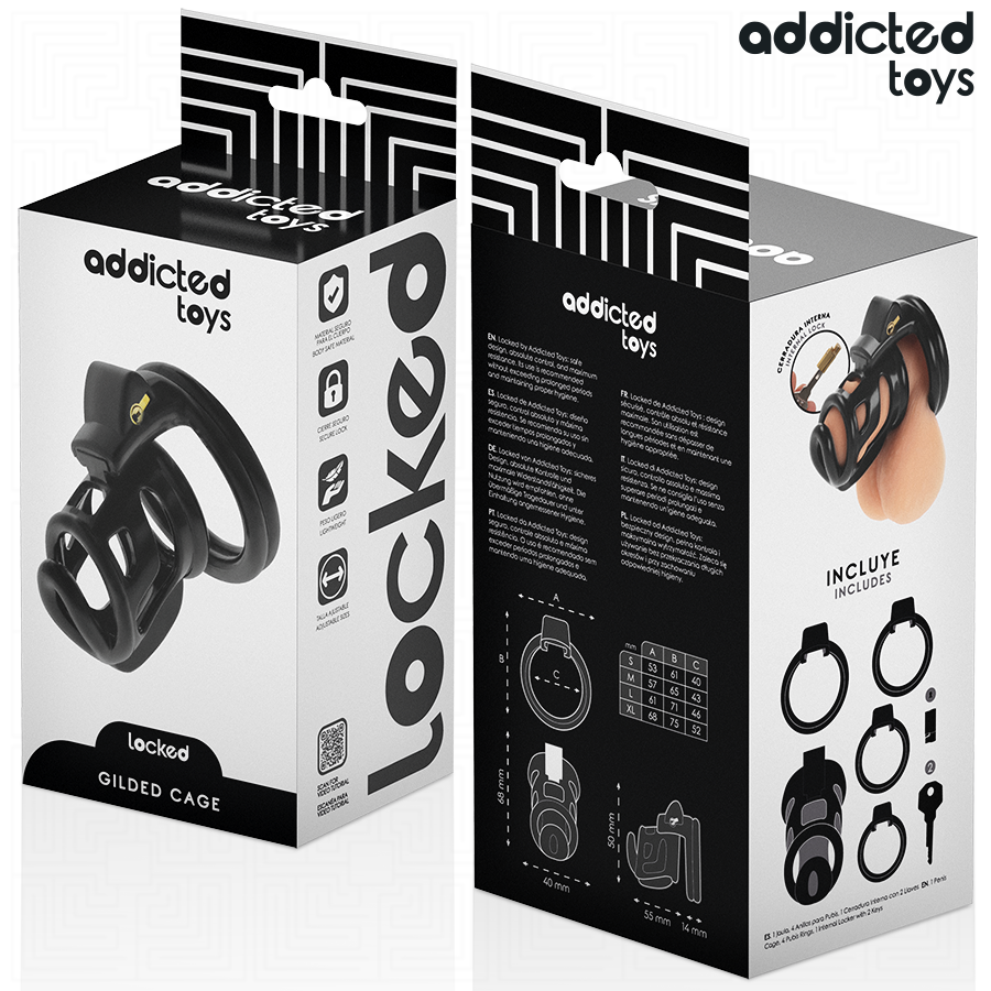 Gabbia di Castità in Metallo Addicted Toys Gilden Cage — taglia M