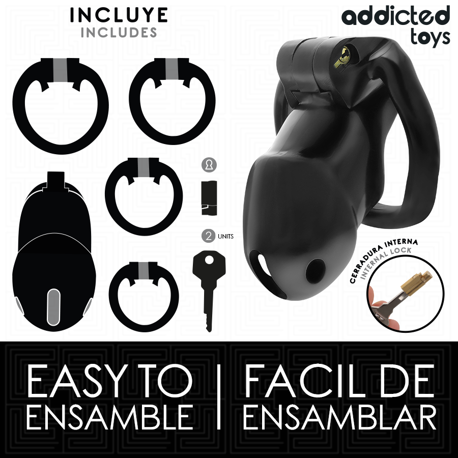 Gabbia di Castità Addicted Toys Locked Mindnight Cell — Taglia M