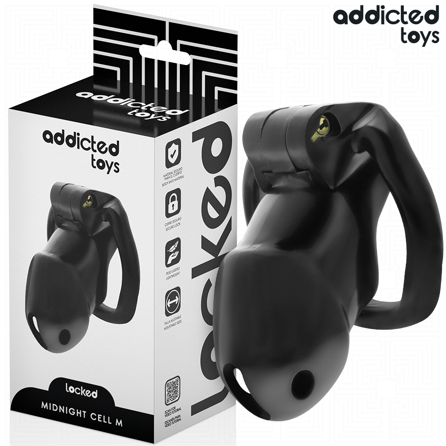 Gabbia di Castità Addicted Toys Locked Mindnight Cell — Taglia M