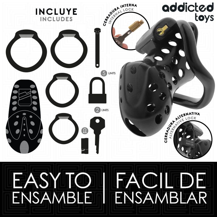 Gabbia di Castità Addicted Toys Locked — Cava con Catena 10,5 cm