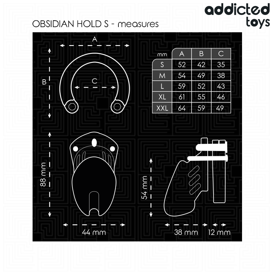 Gabbia di Castità Addicted Toys Locked Obsidian Hold — Taglia S