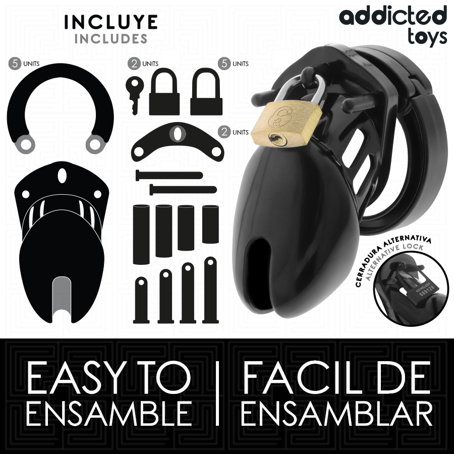 Gabbia di Castità Addicted Toys Locked Obsidian Hold — Taglia S