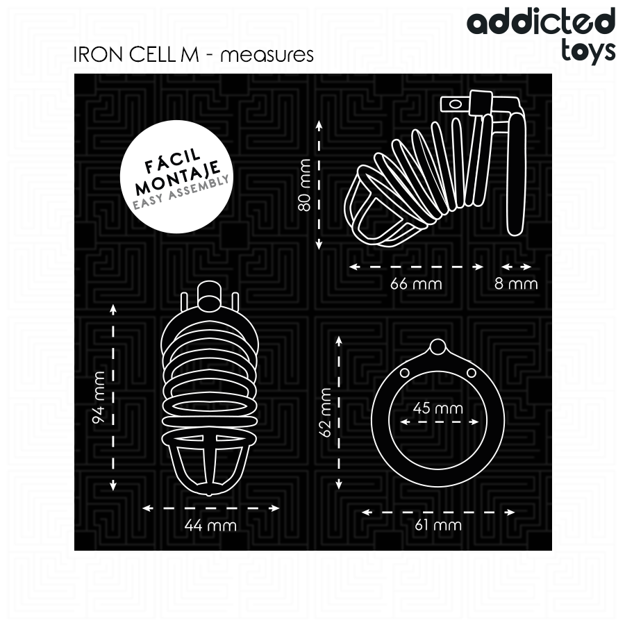 Gabbia di Castità in Metallo Addicted Toys Locked — Taglia M
