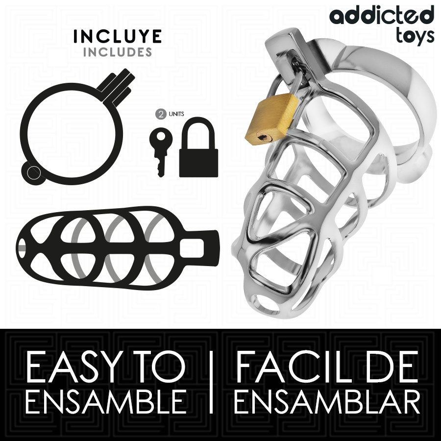 Gabbia di Castità Addicted Toys Silver Lock — Metallo, Taglia M