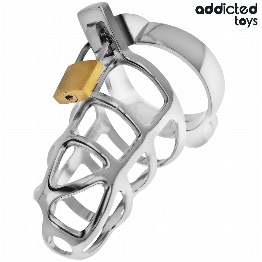 Gabbia di Castità Addicted Toys Silver Lock — Metallo, Taglia M